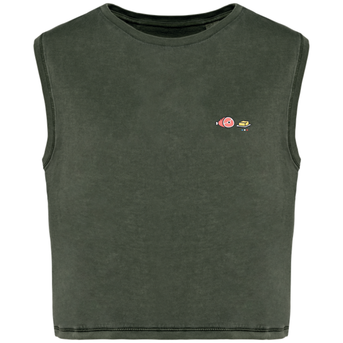 T-shirt crop sans manche Bio - Collection Jambon Beurre