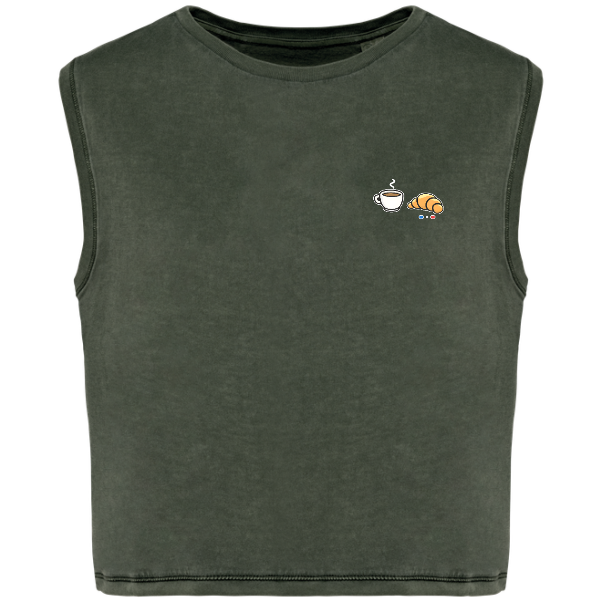 T-shirt crop sans manche Bio - Collection Café Croissant