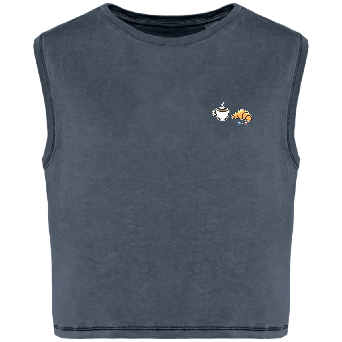T-shirt crop sans manche Bio - Collection Café Croissant