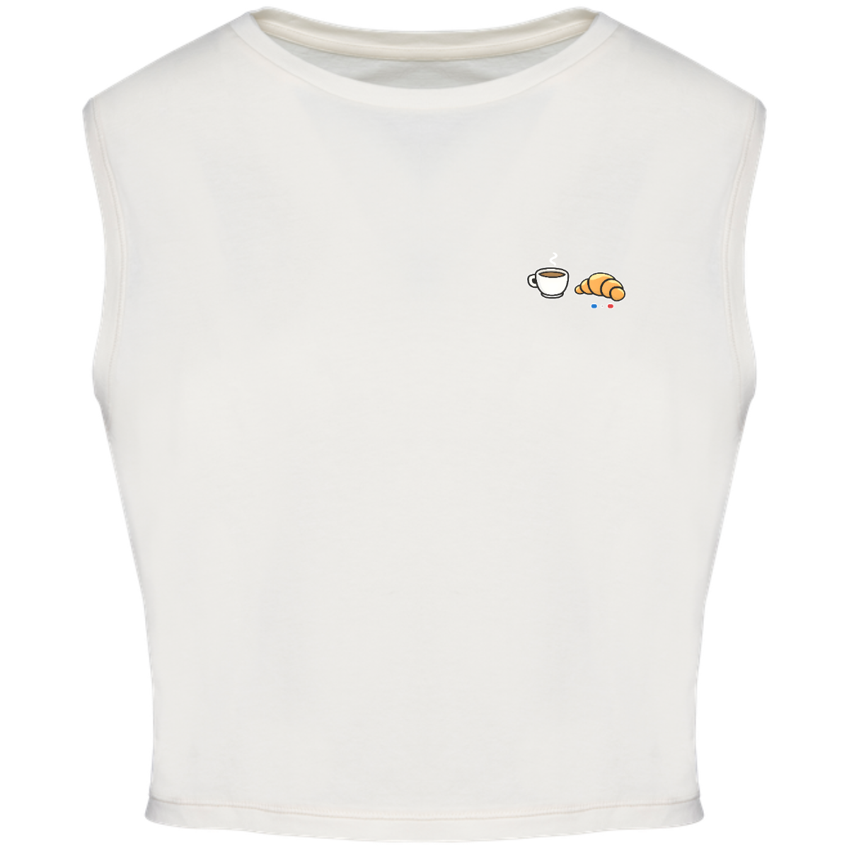 T-shirt crop sans manche Bio - Collection Café Croissant