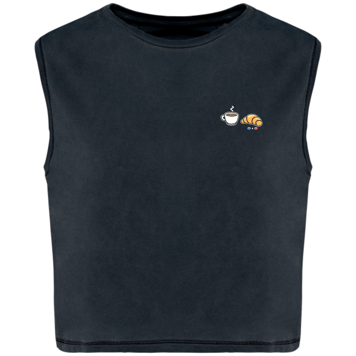 T-shirt crop sans manche Bio - Collection Café Croissant