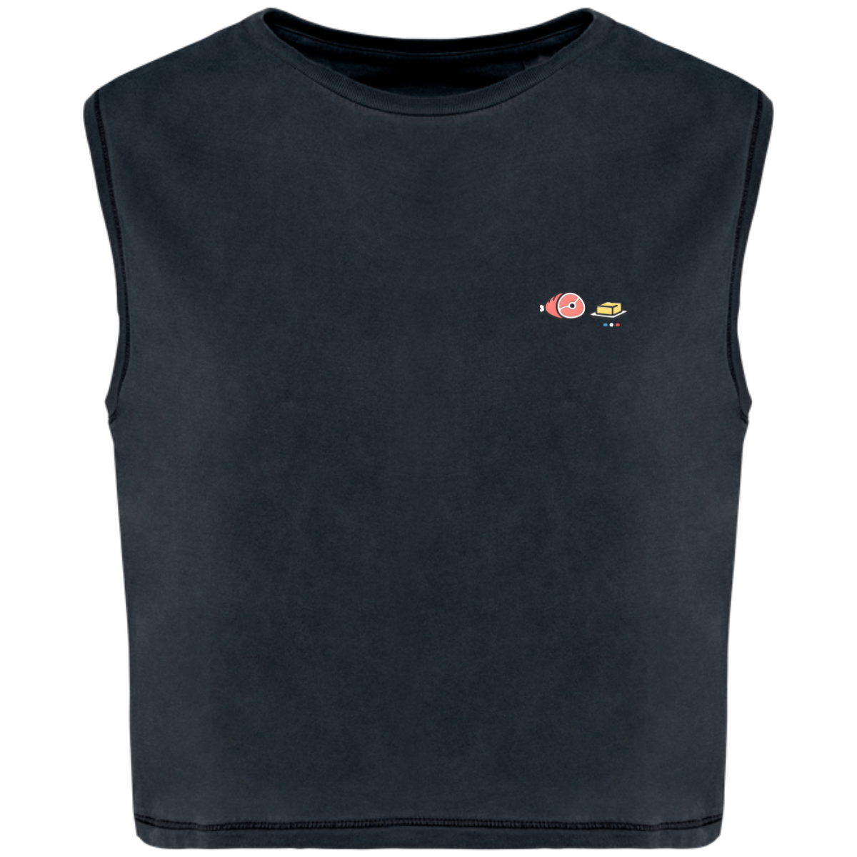 T-shirt crop sans manche Bio - Collection Jambon Beurre