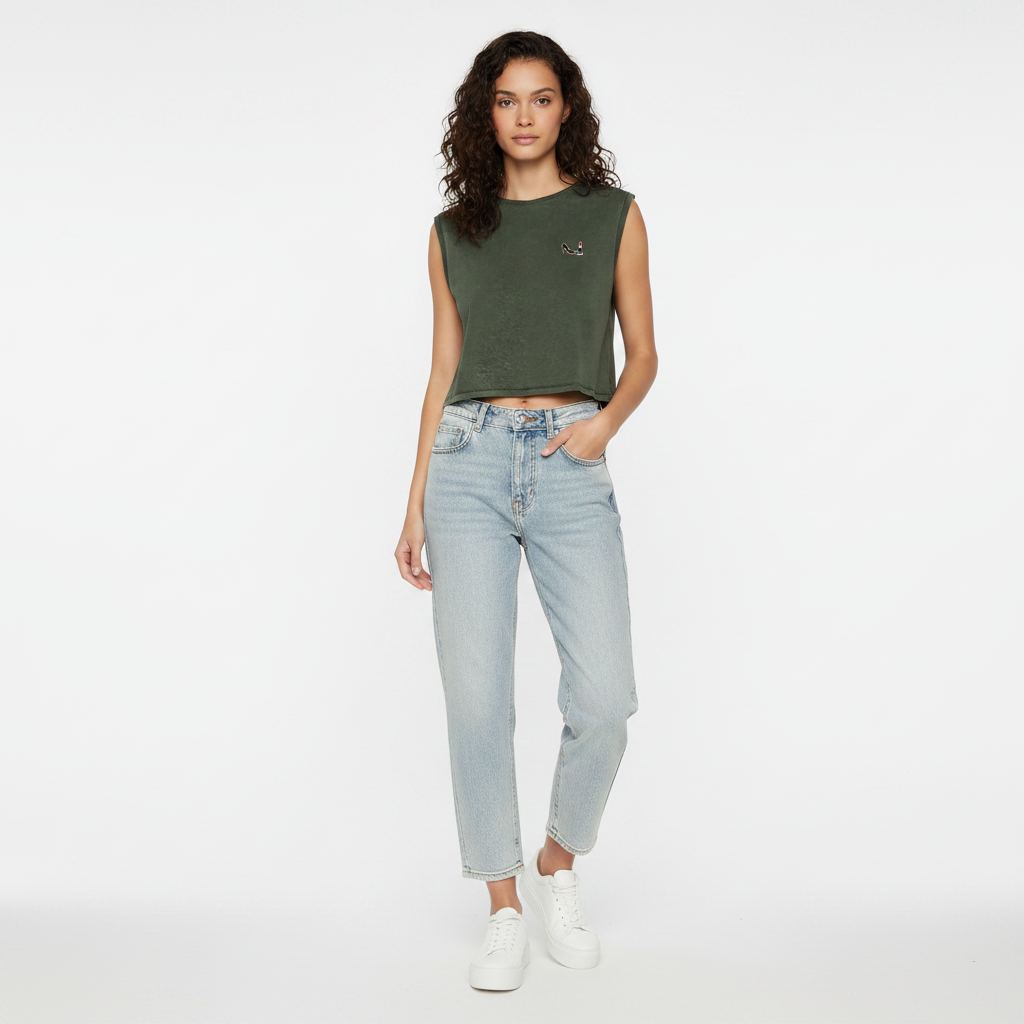Crop focus logo côté cœur — Khaki