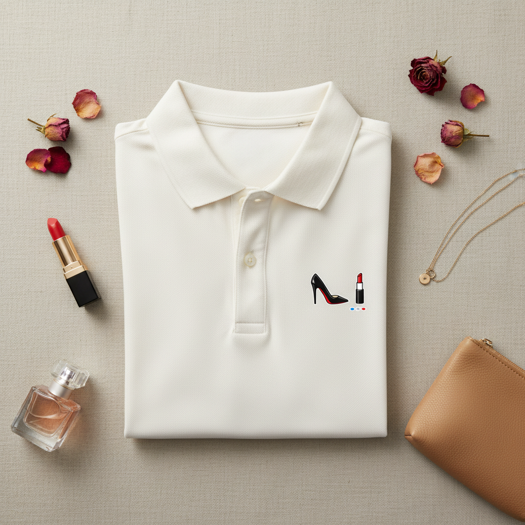 Flatlay Polo White - logo précis