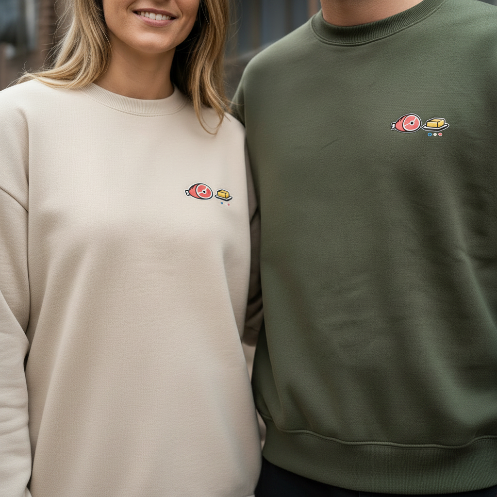 Gros plan logo couple - Sweat oversize unisexe Collection Zéro - Jambon Beurre