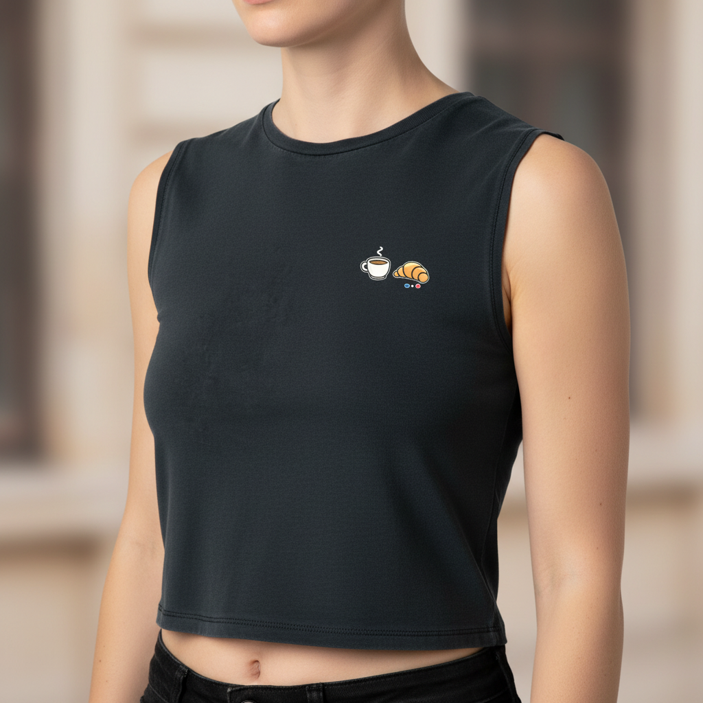 Gros plan logo - Crop Femme Coal Grey Collection Café Croissant - Maison Jambon Beurre