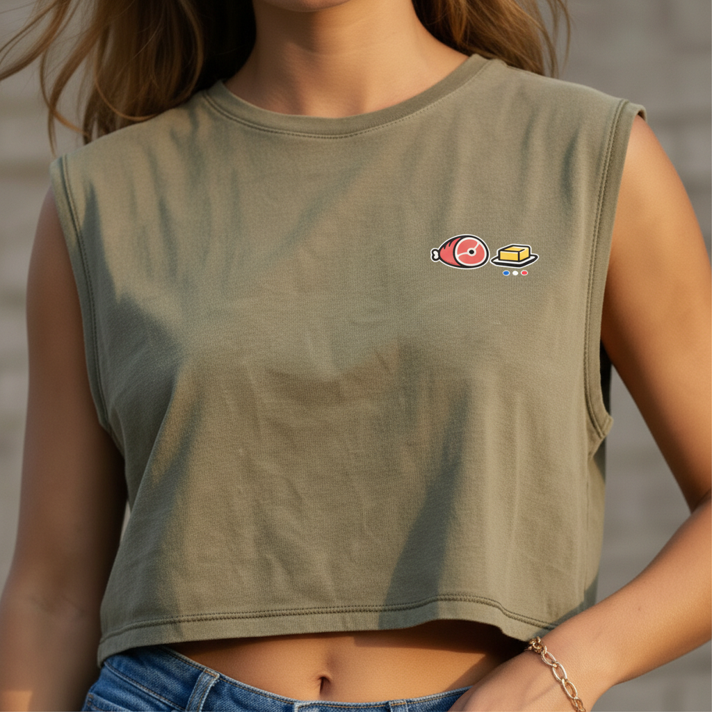 Gros plan logo - Crop sans manche Femme Collection Zéro - Jambon Beurre