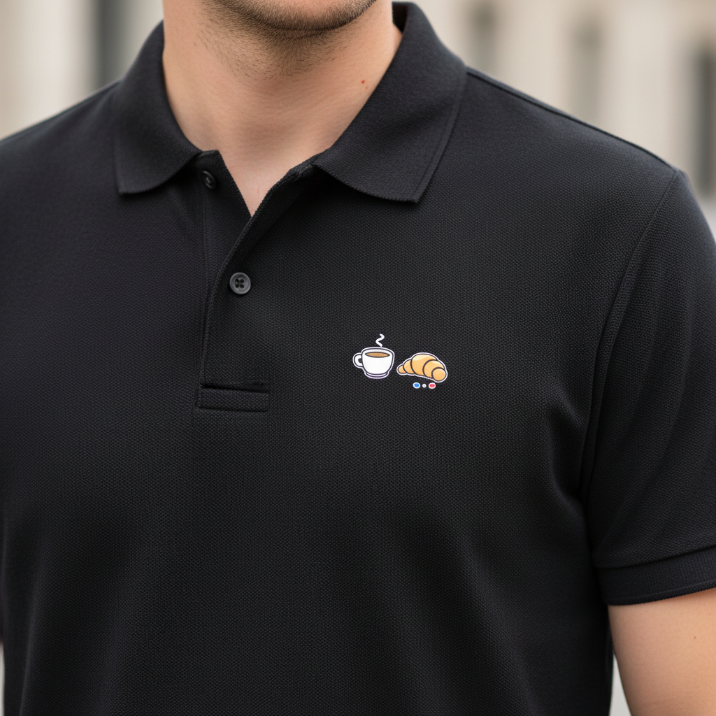 Gros plan logo - Polo Homme Black Collection Café Croissant - Maison Jambon Beurre