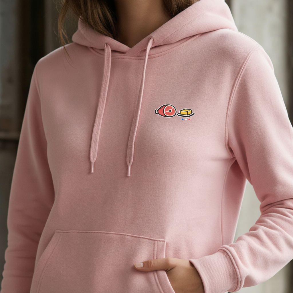 Gros plan logo - Sweat à capuche Femme Collection Zéro - Jambon Beurre