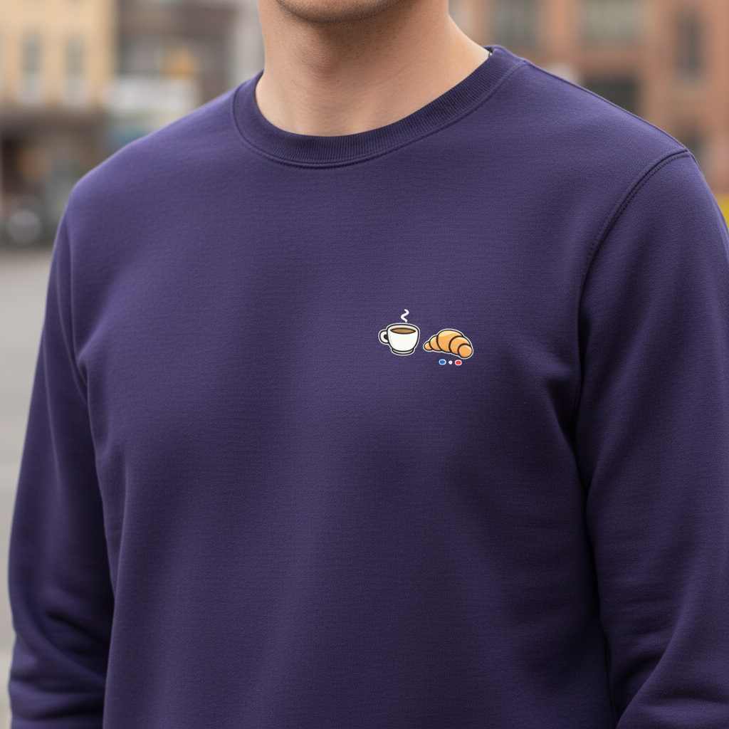 Gros plan logo - Sweat-shirt col rond Unisexe Purple Collection Café Croissant - Maison Jambon Beurre