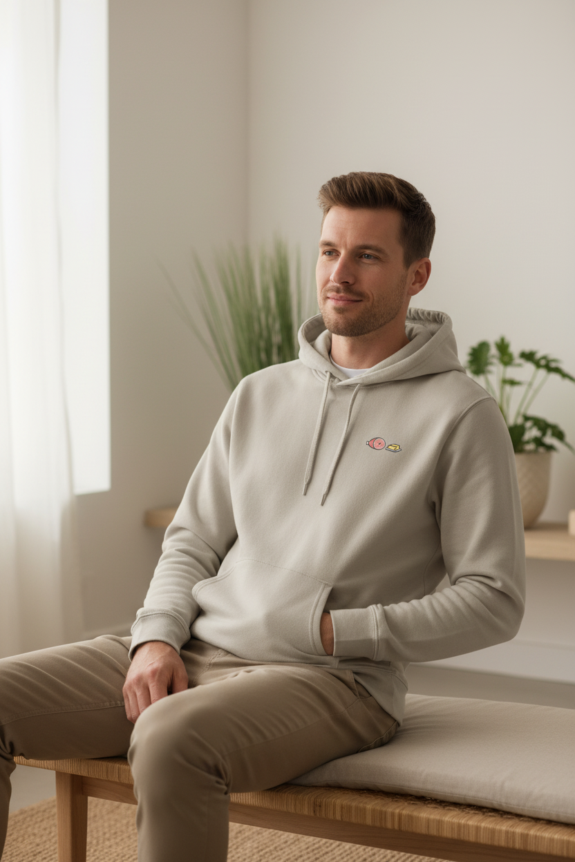 Homme assis - Sweat à capuche Homme Collection Zéro - Jambon Beurre