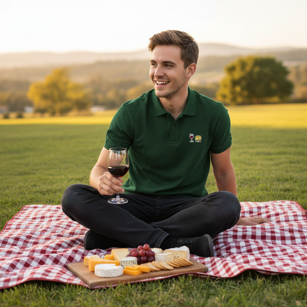 Polo homme pique-nique logo imprimé