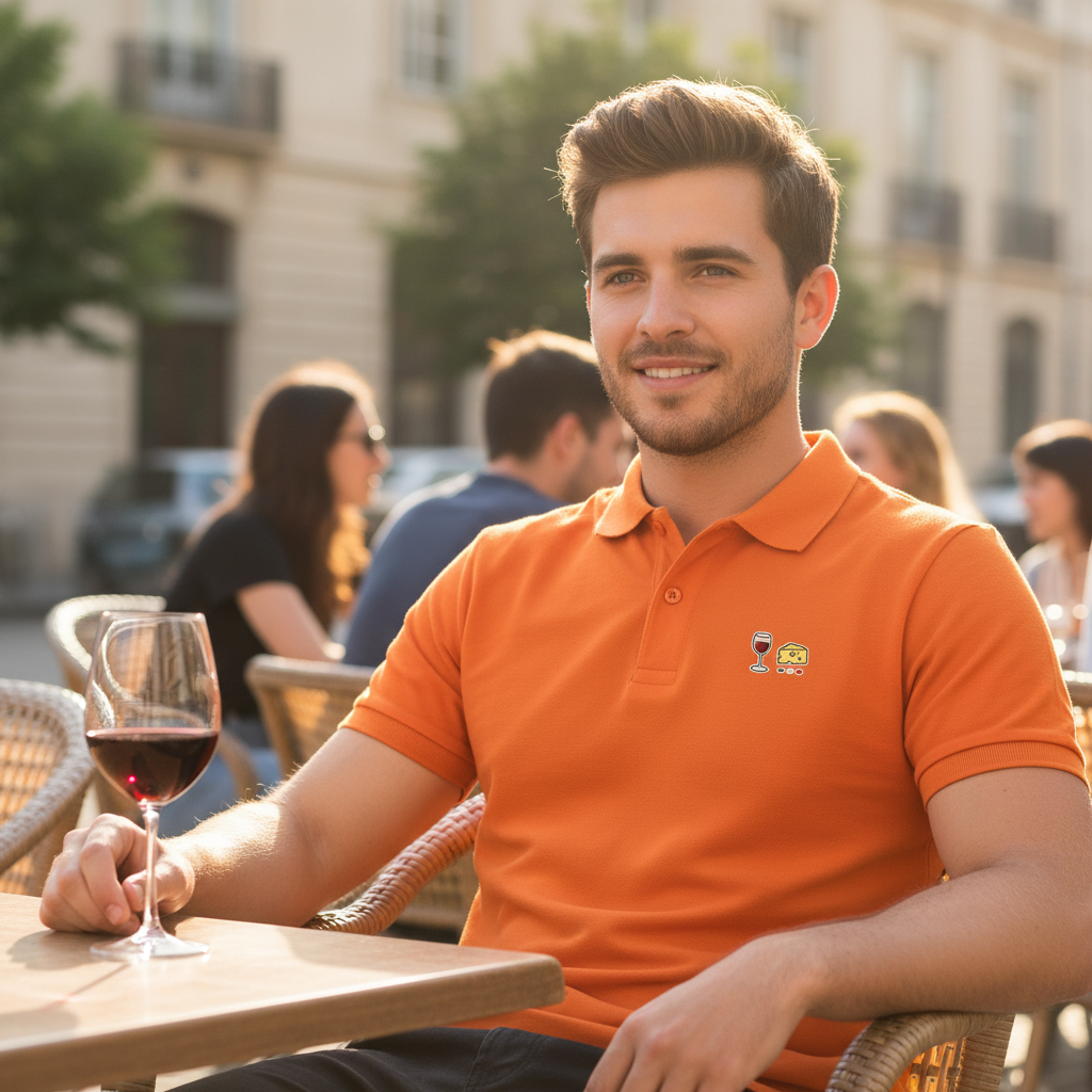 Polo homme terrasse logo imprimé