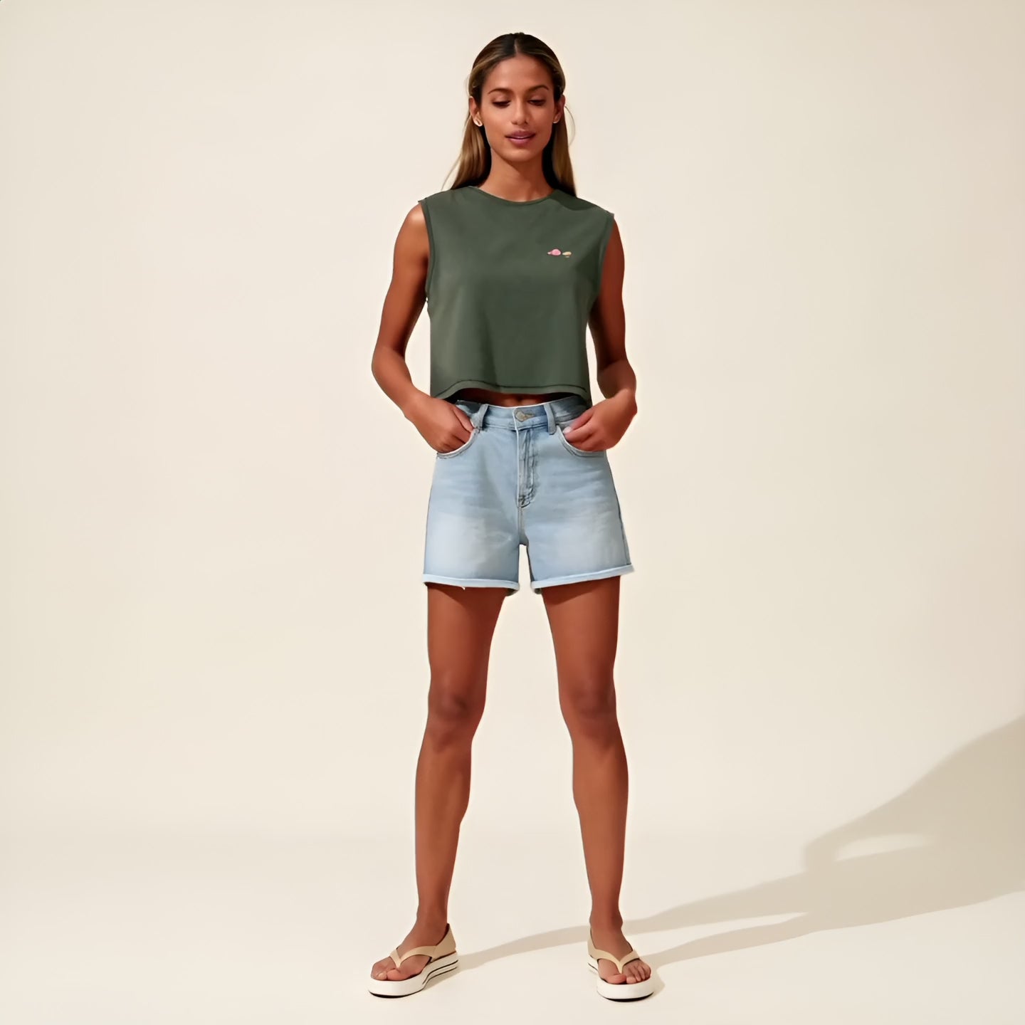 T-shirt crop sans manche Bio - Collection Jambon Beurre