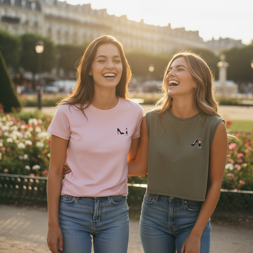 T-shirt Pink & Crop Top Coal Grey au parc